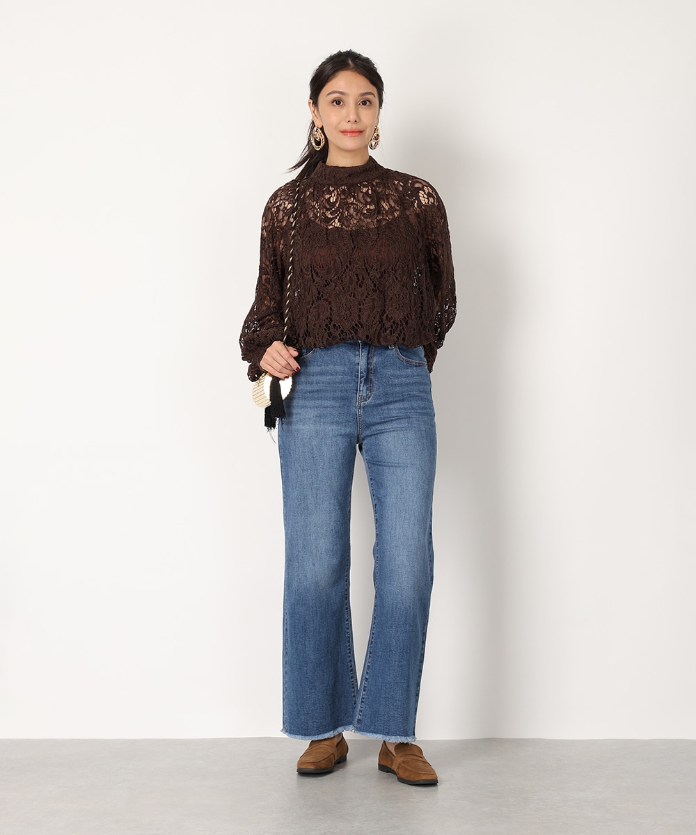 プチハイネックレースブラウス