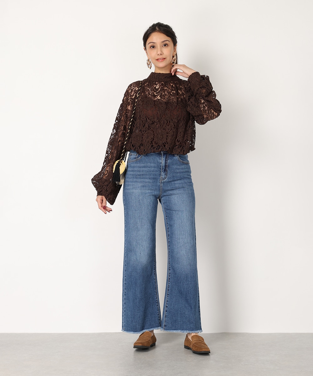 プチハイネックレースブラウス