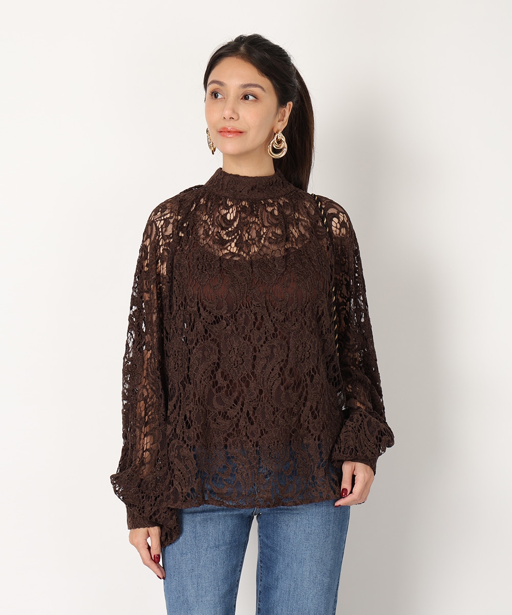 プチハイネックレースブラウス