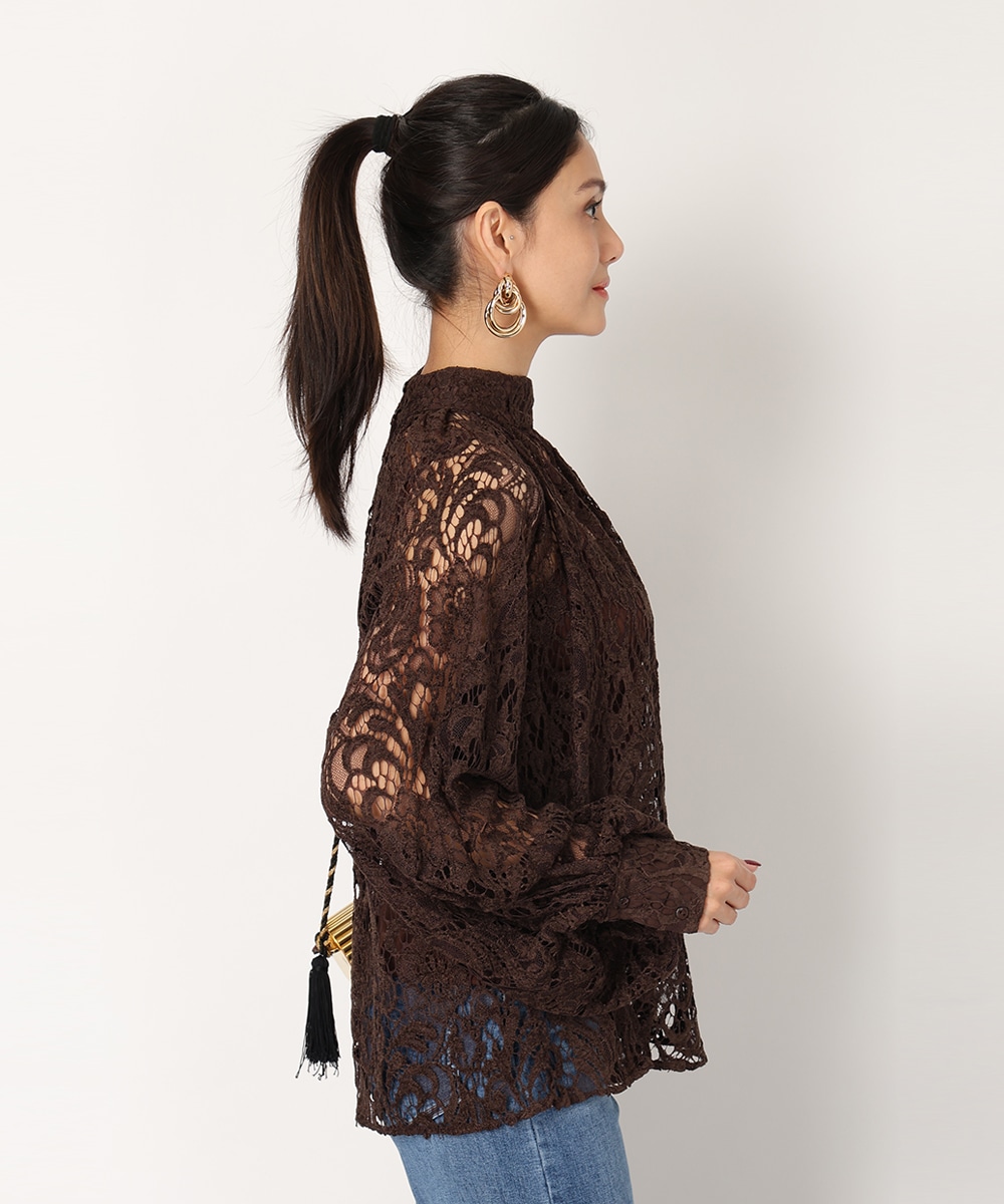 プチハイネックレースブラウス