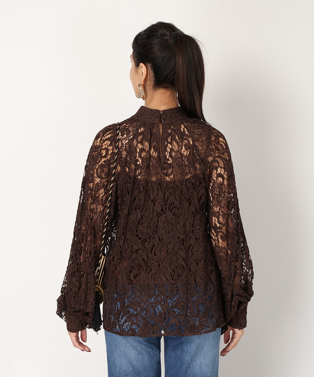 プチハイネックレースブラウス