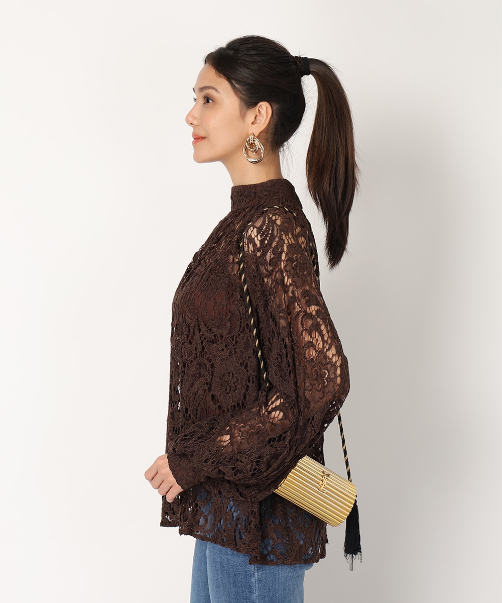 プチハイネックレースブラウス