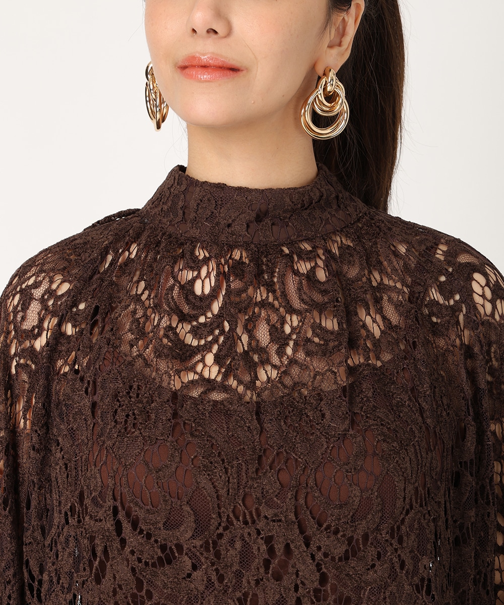 プチハイネックレースブラウス