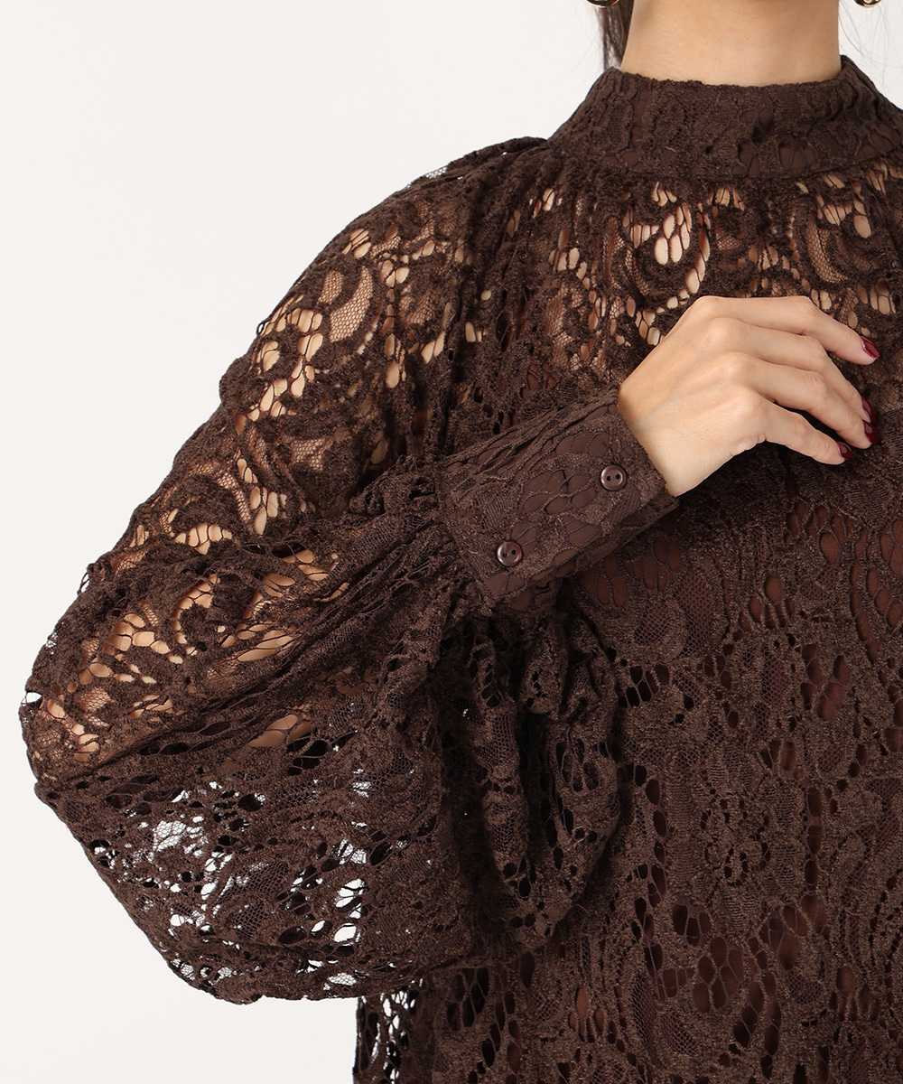 プチハイネックレースブラウス