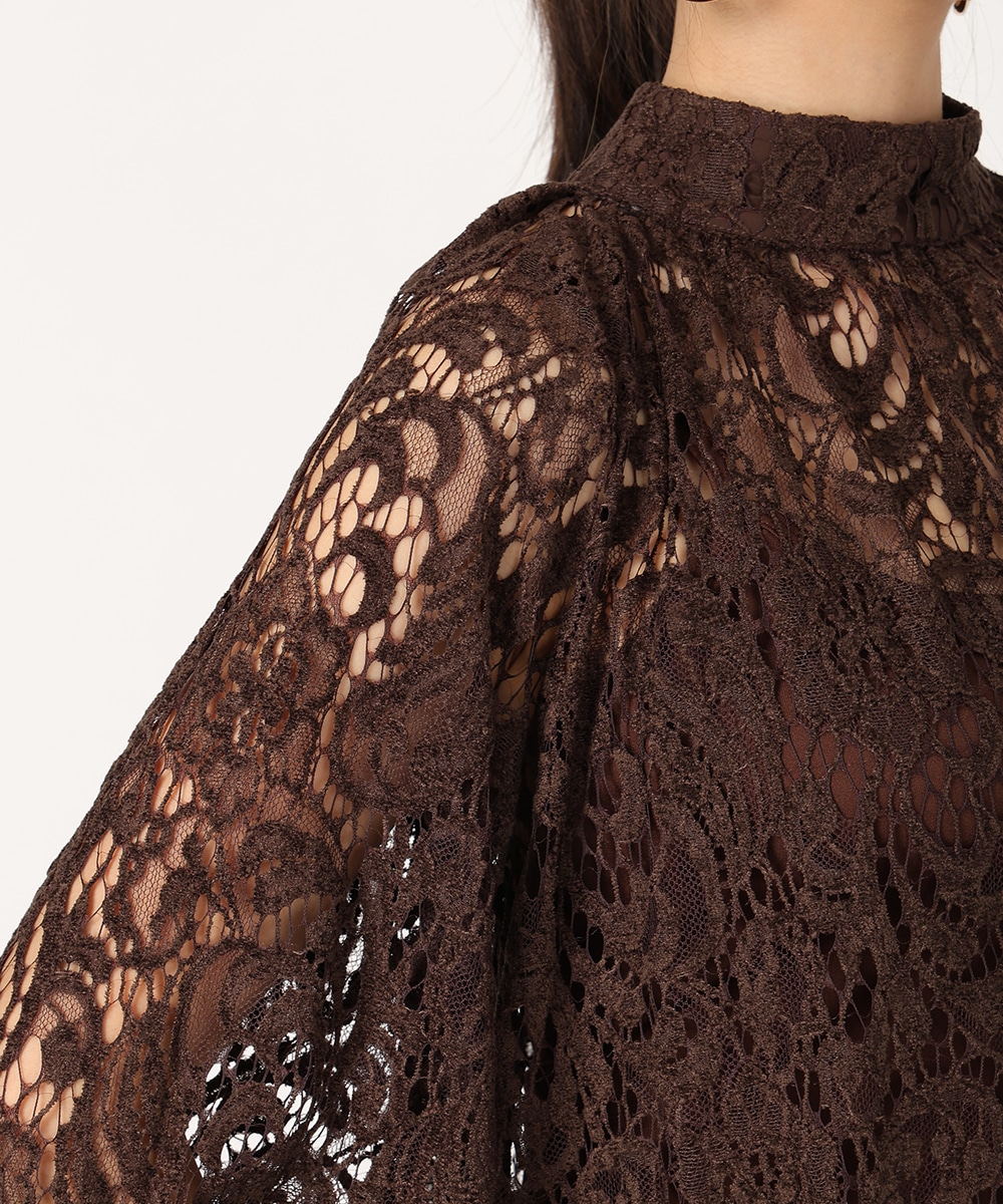 プチハイネックレースブラウス