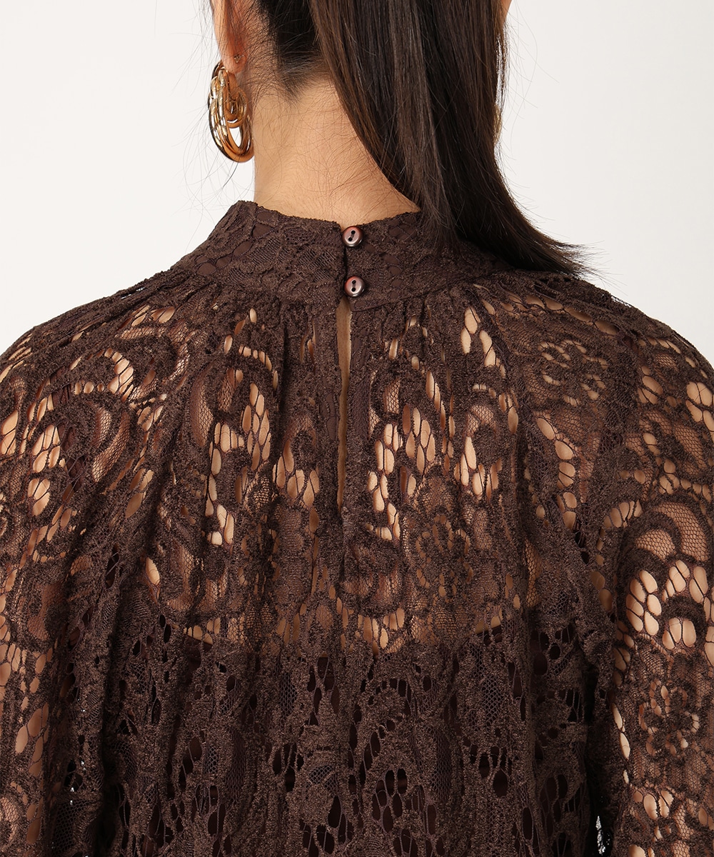 プチハイネックレースブラウス