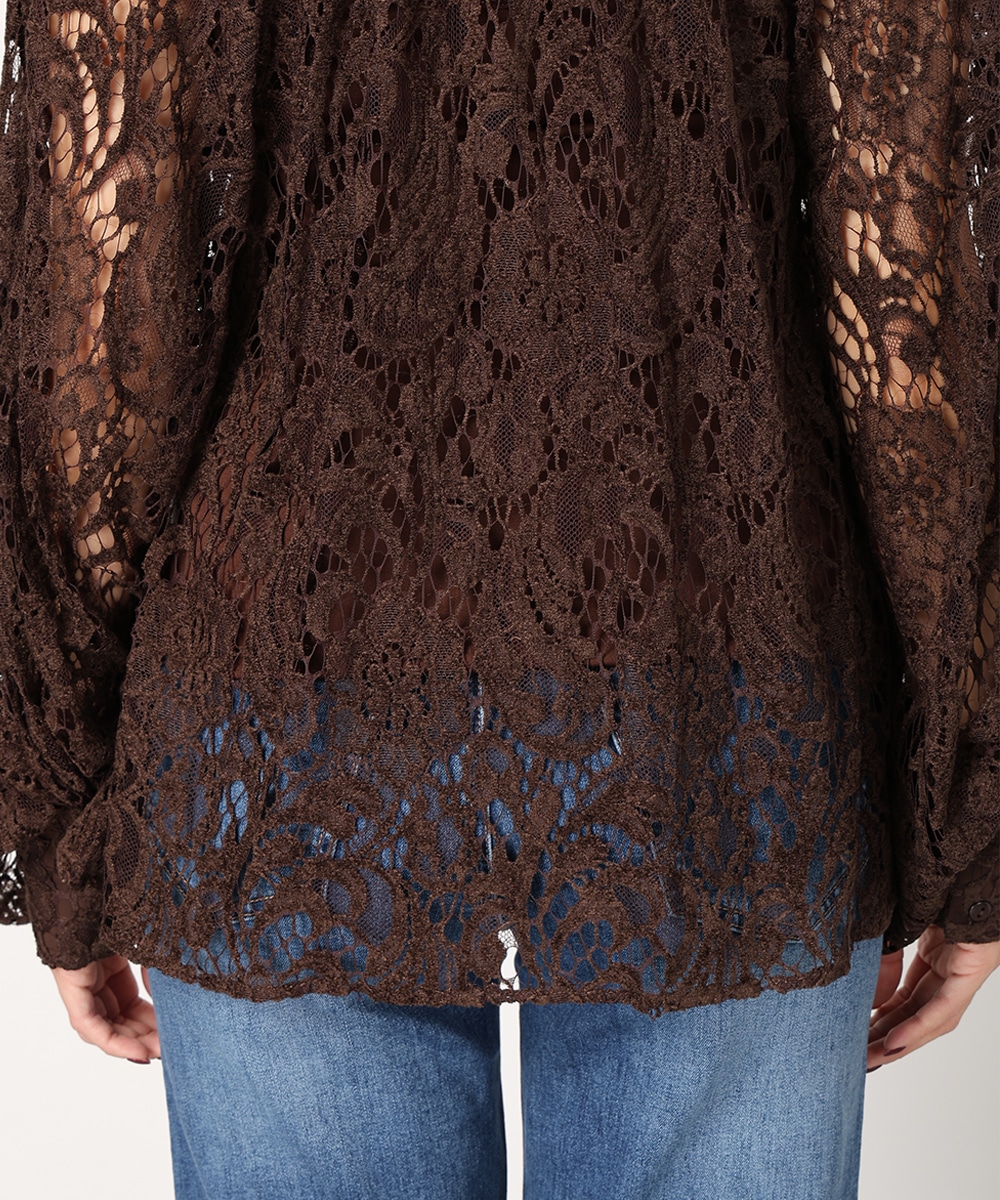 プチハイネックレースブラウス