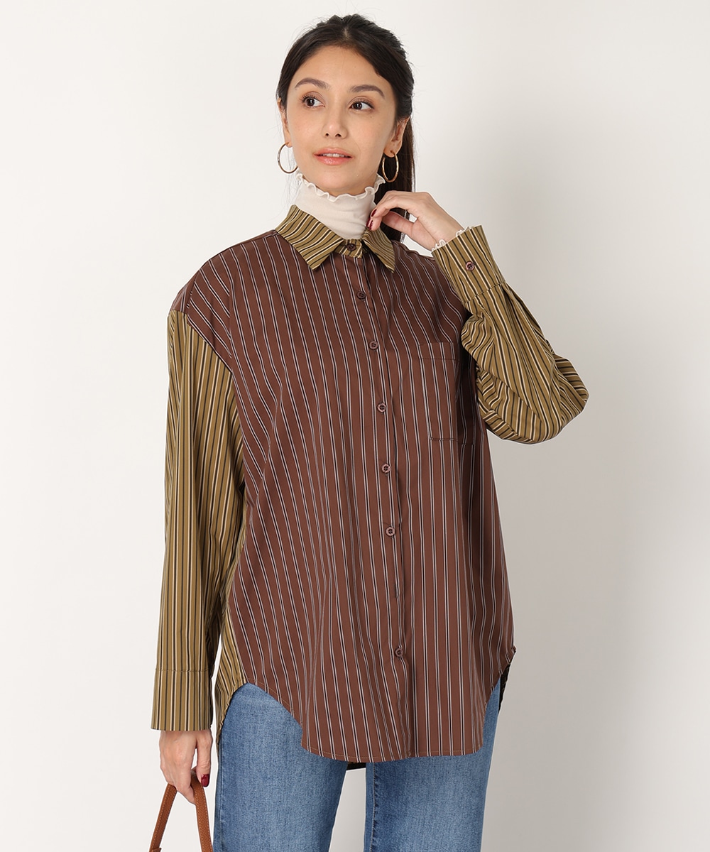 バイカラーストライプシャツ