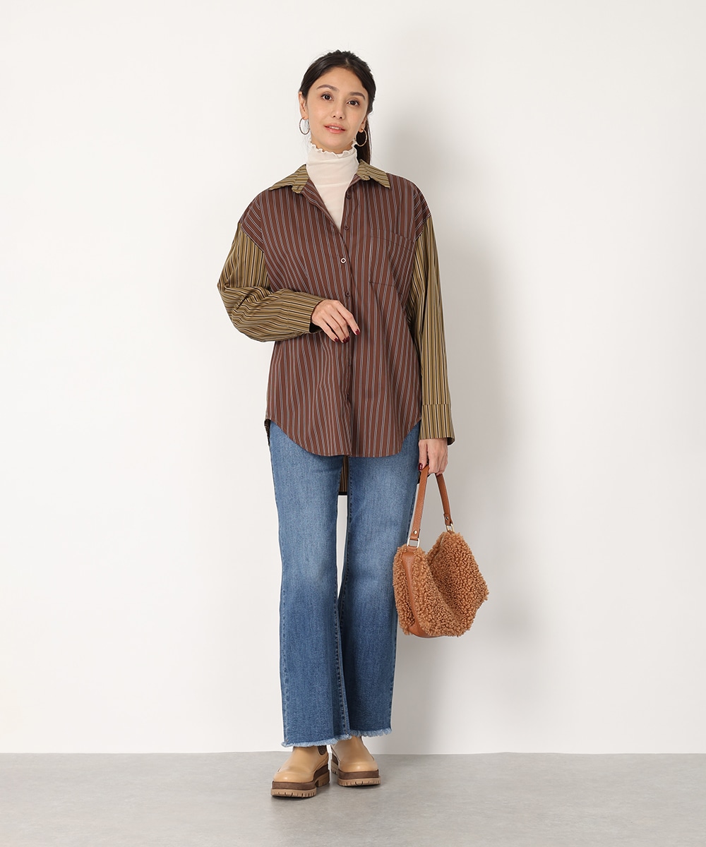 バイカラーストライプシャツ