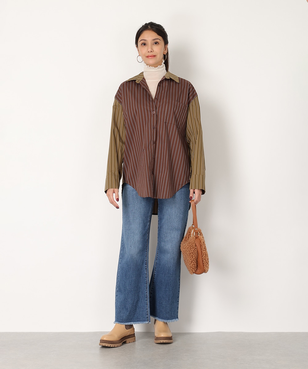 バイカラーストライプシャツ