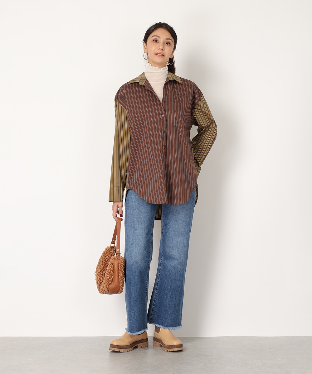 バイカラーストライプシャツ