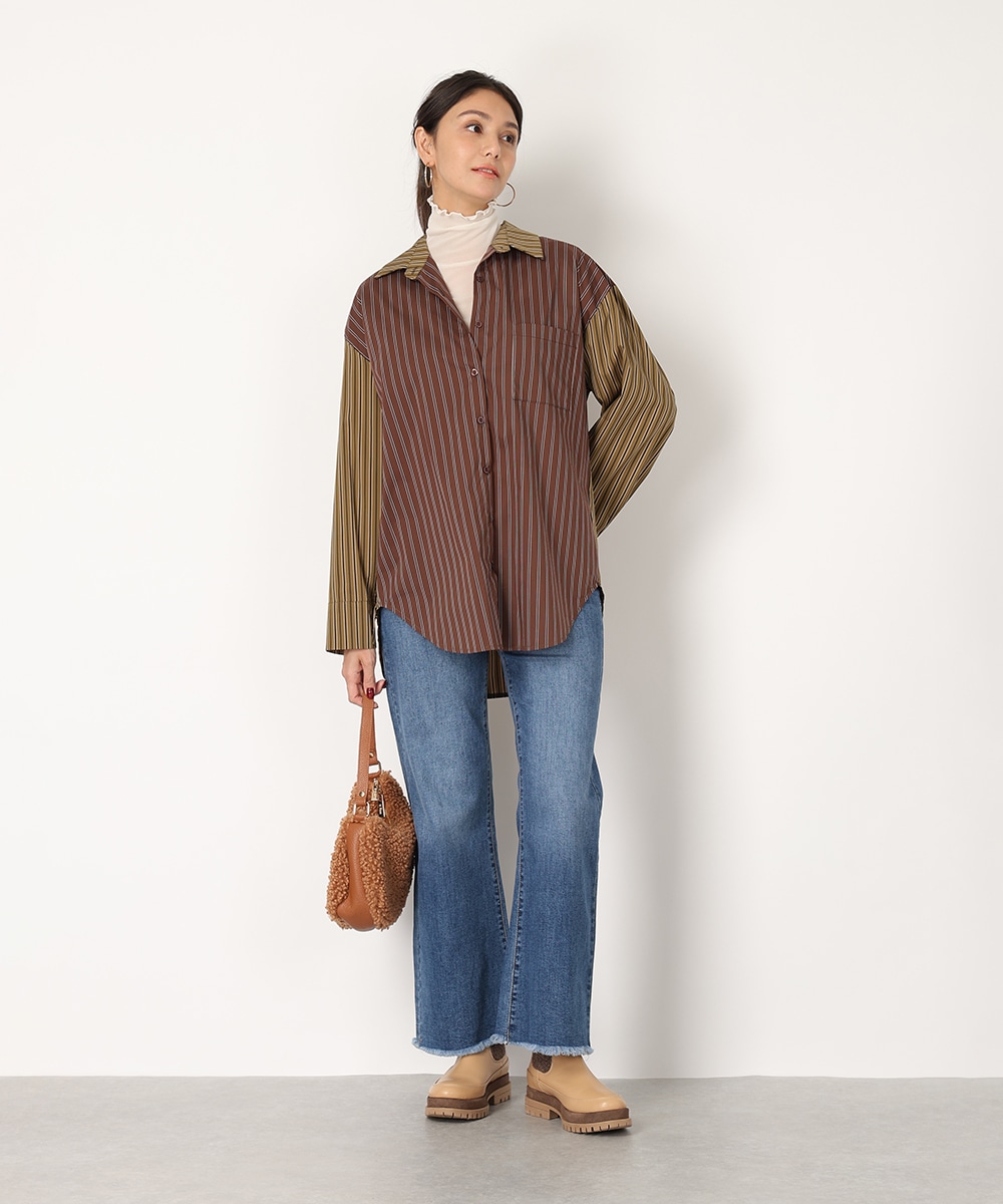 バイカラーストライプシャツ