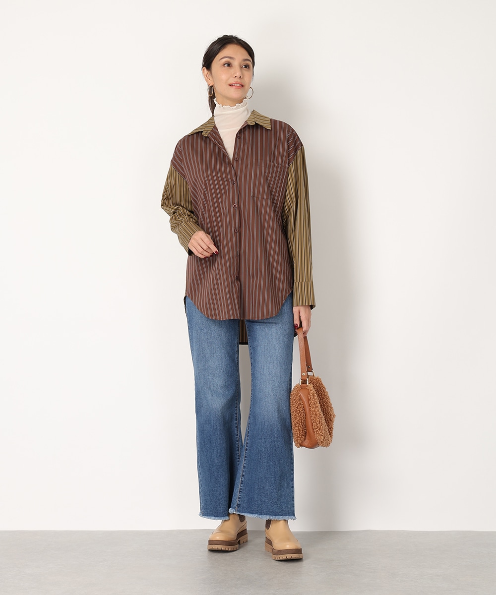 バイカラーストライプシャツ