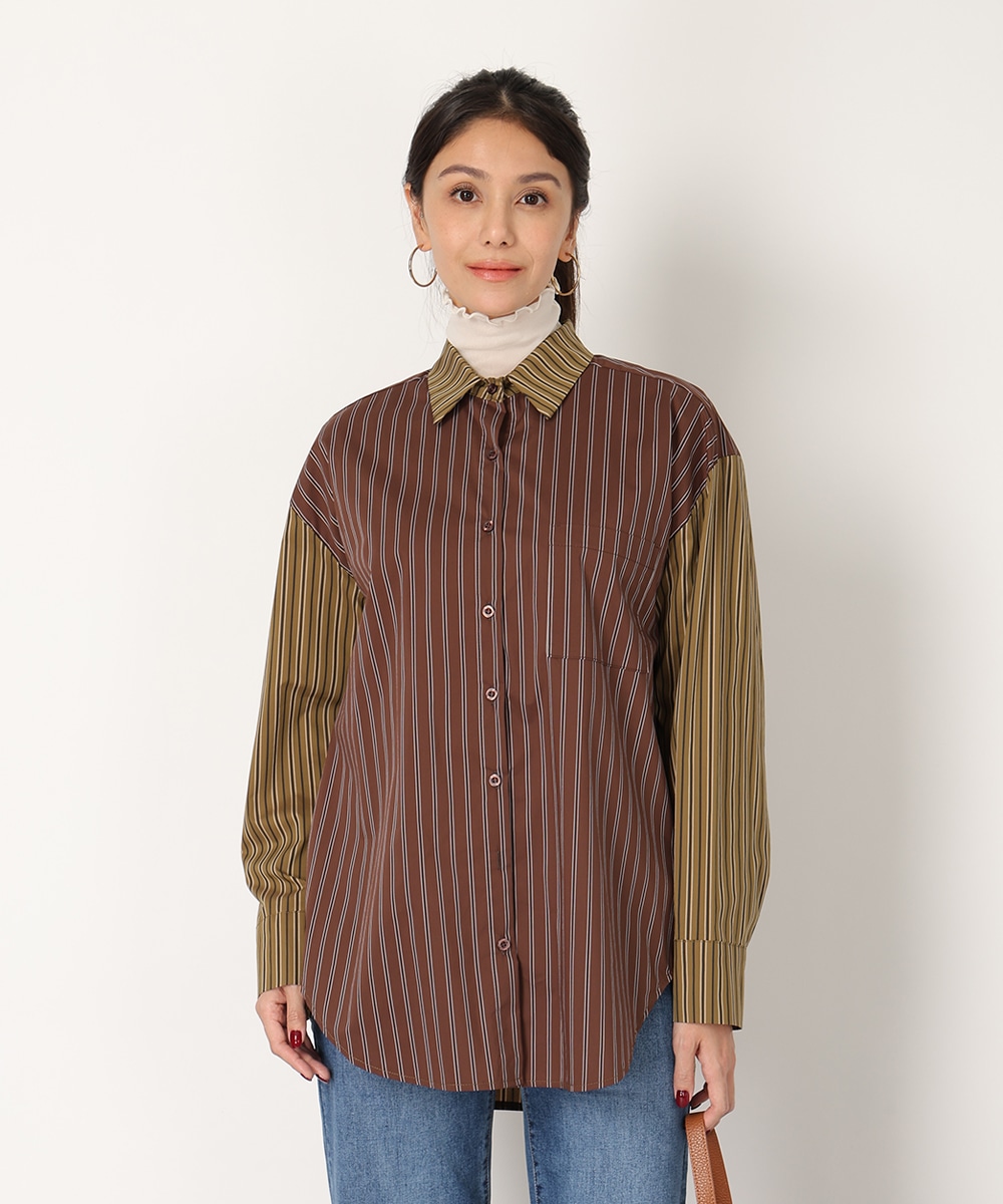 バイカラーストライプシャツ