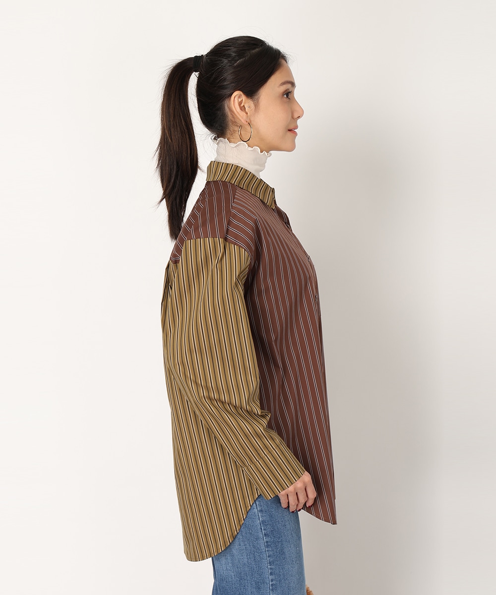バイカラーストライプシャツ