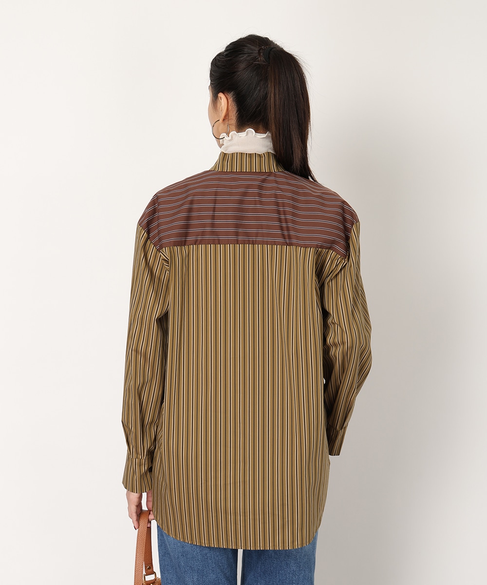 バイカラーストライプシャツ