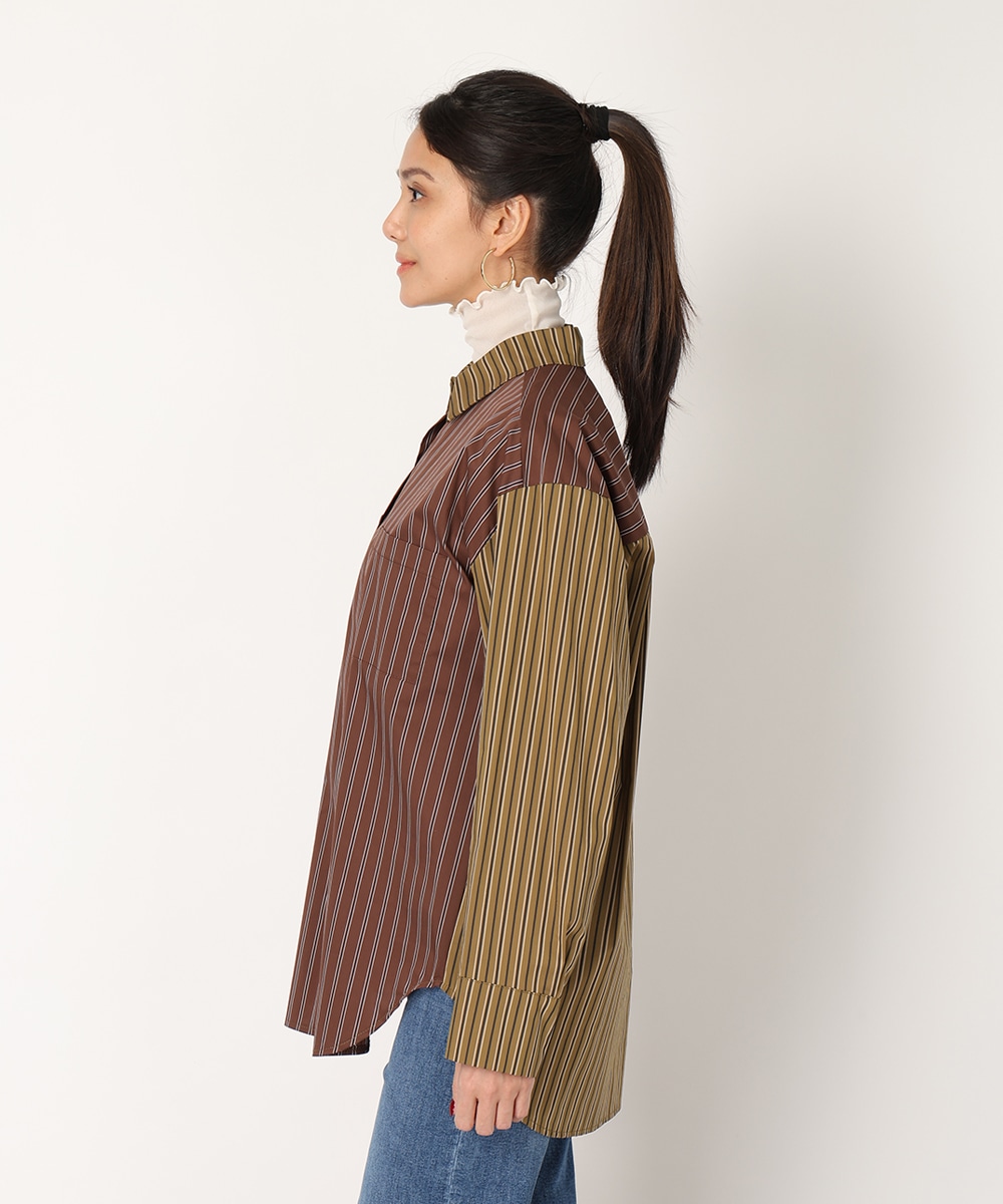 バイカラーストライプシャツ
