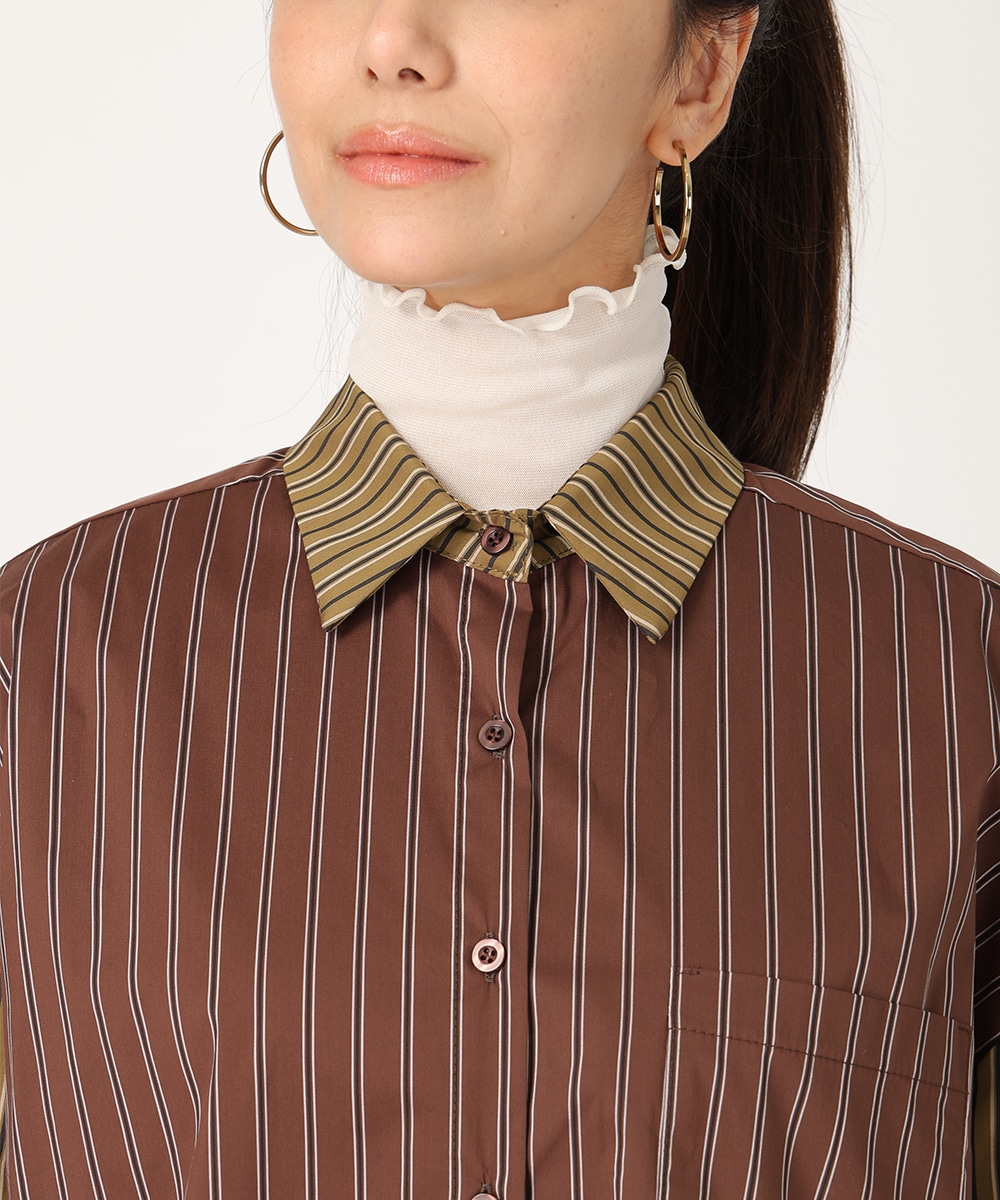 バイカラーストライプシャツ