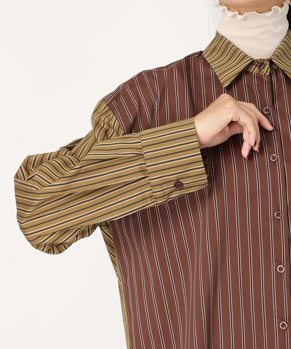 バイカラーストライプシャツ