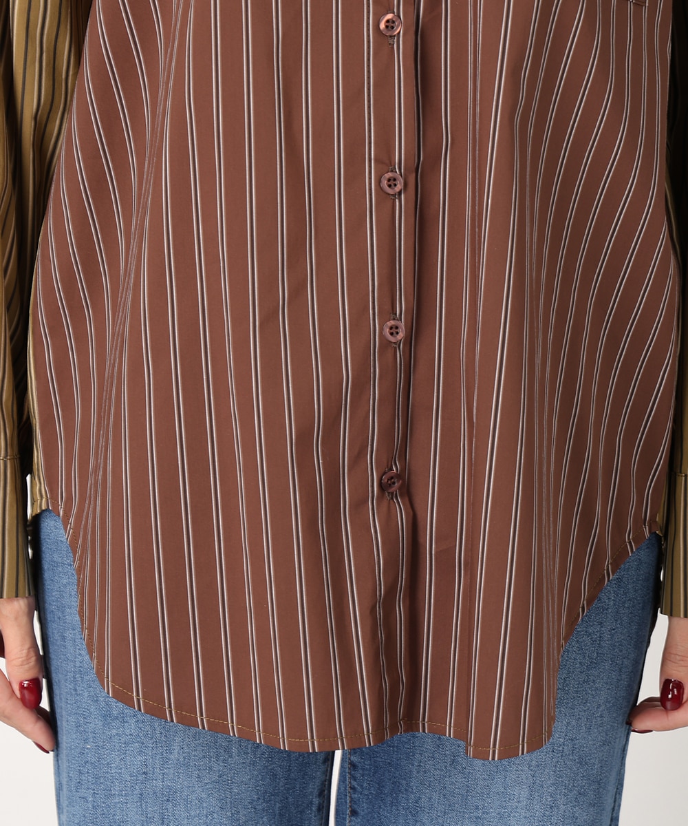 バイカラーストライプシャツ