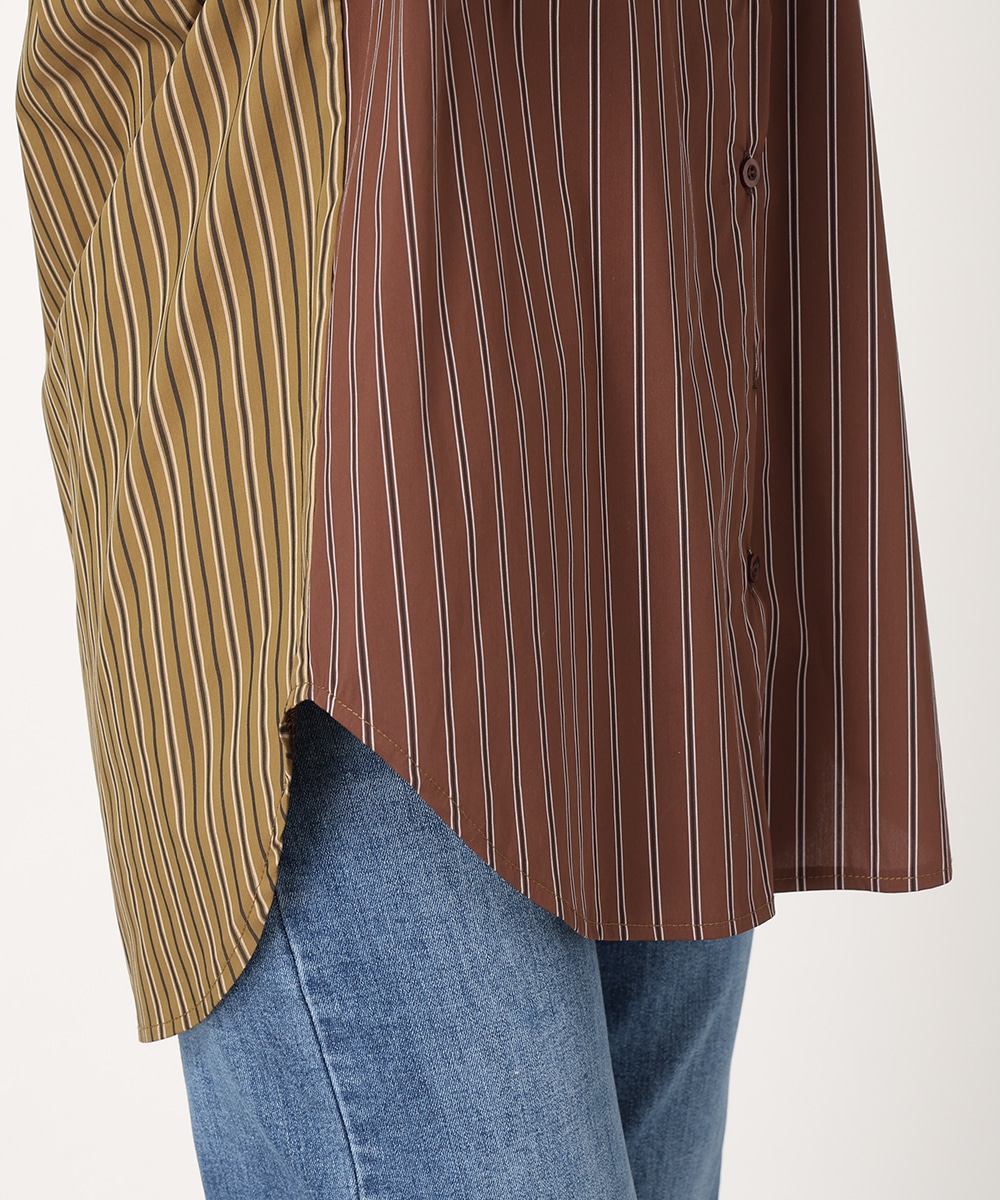 バイカラーストライプシャツ