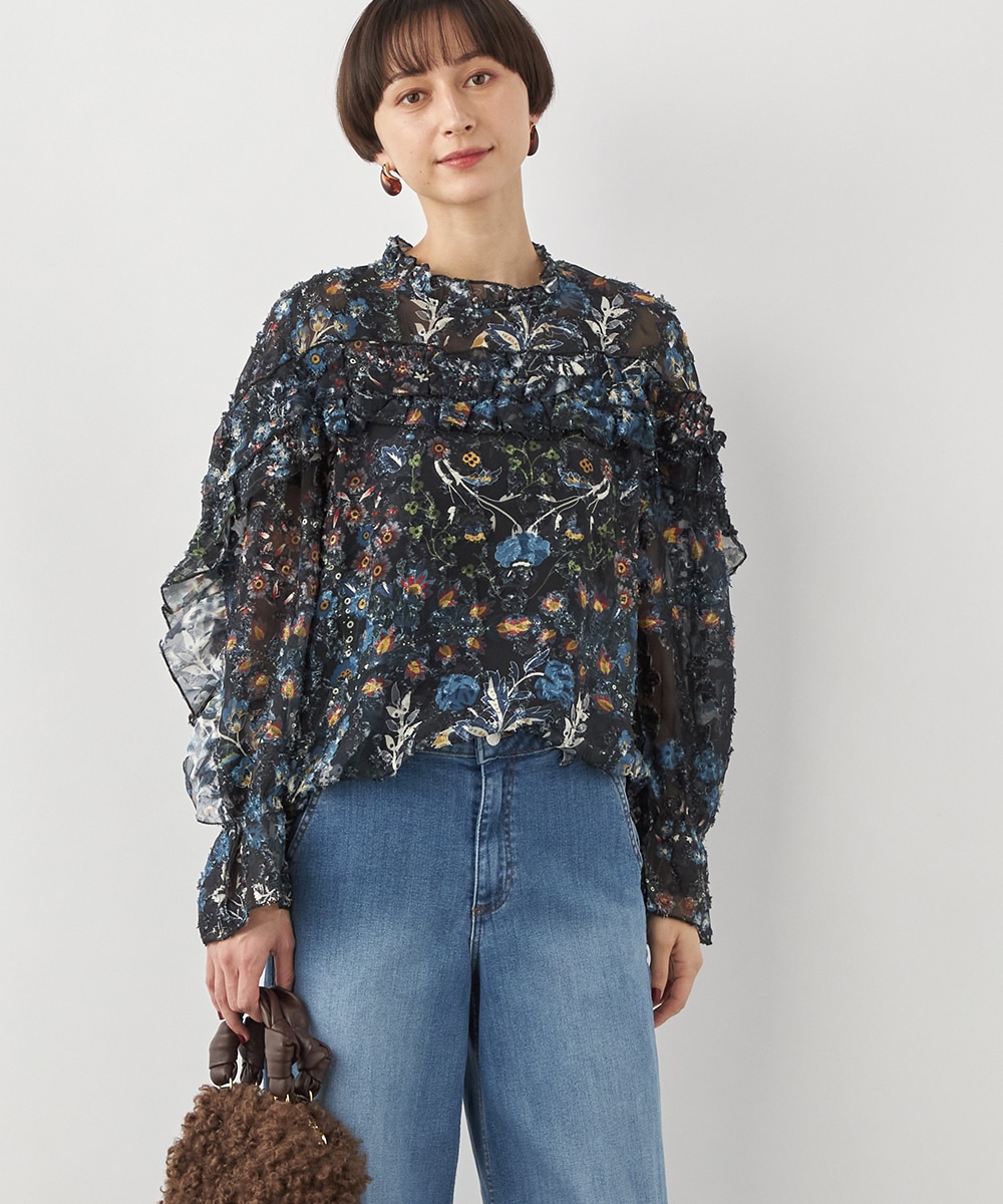 フラワーフリルブラウス