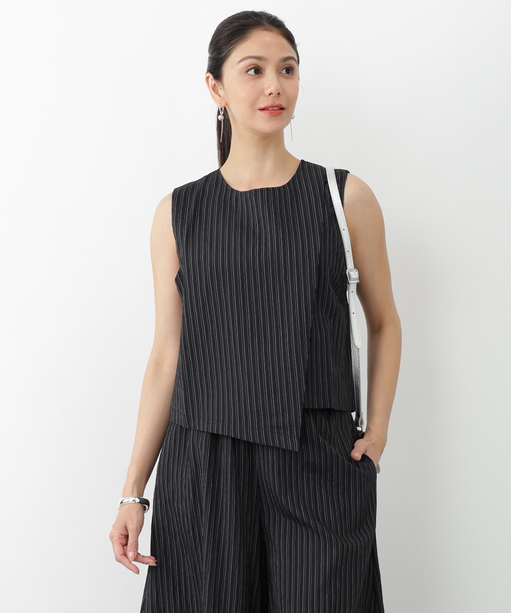 ストライプアシンメトリーブラウス