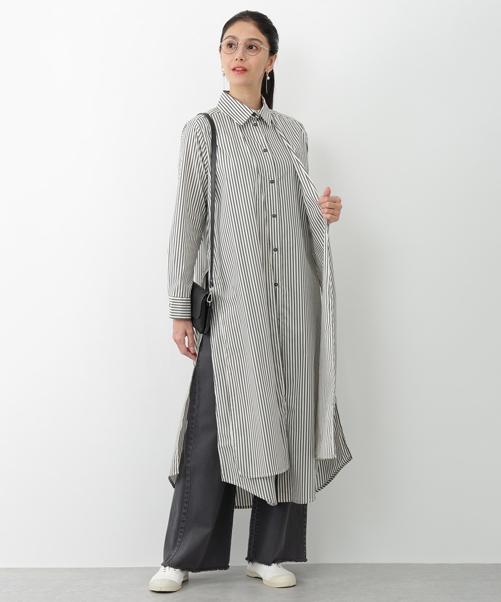 リボンデザインロングシャツ