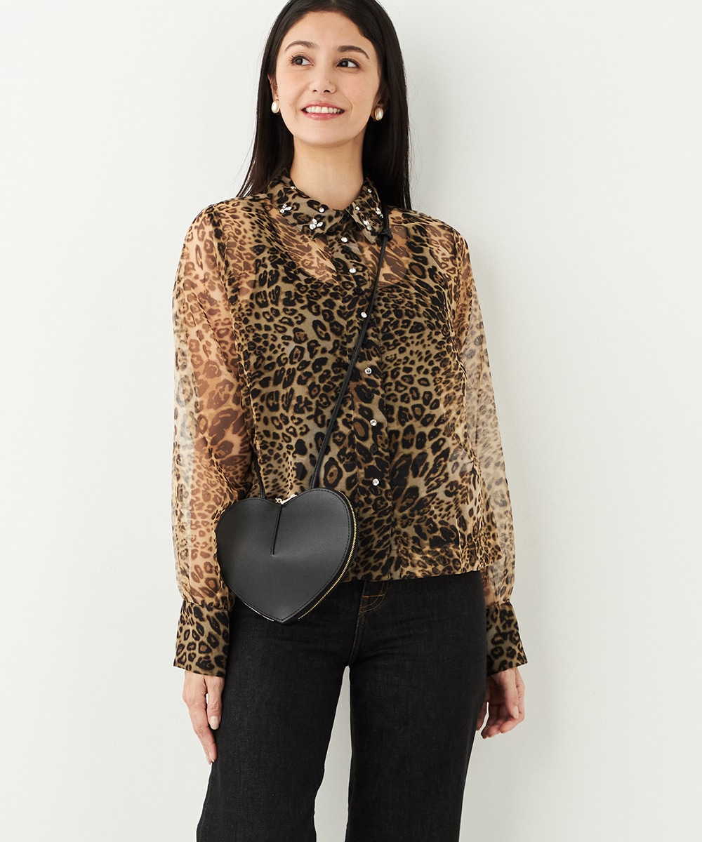 レオパードビジューブラウス