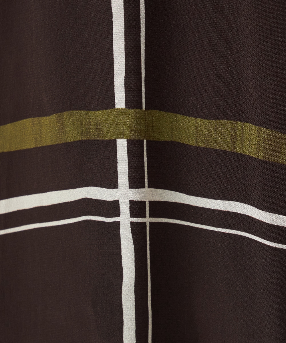 アシンメトリーボウタイチェックブラウス