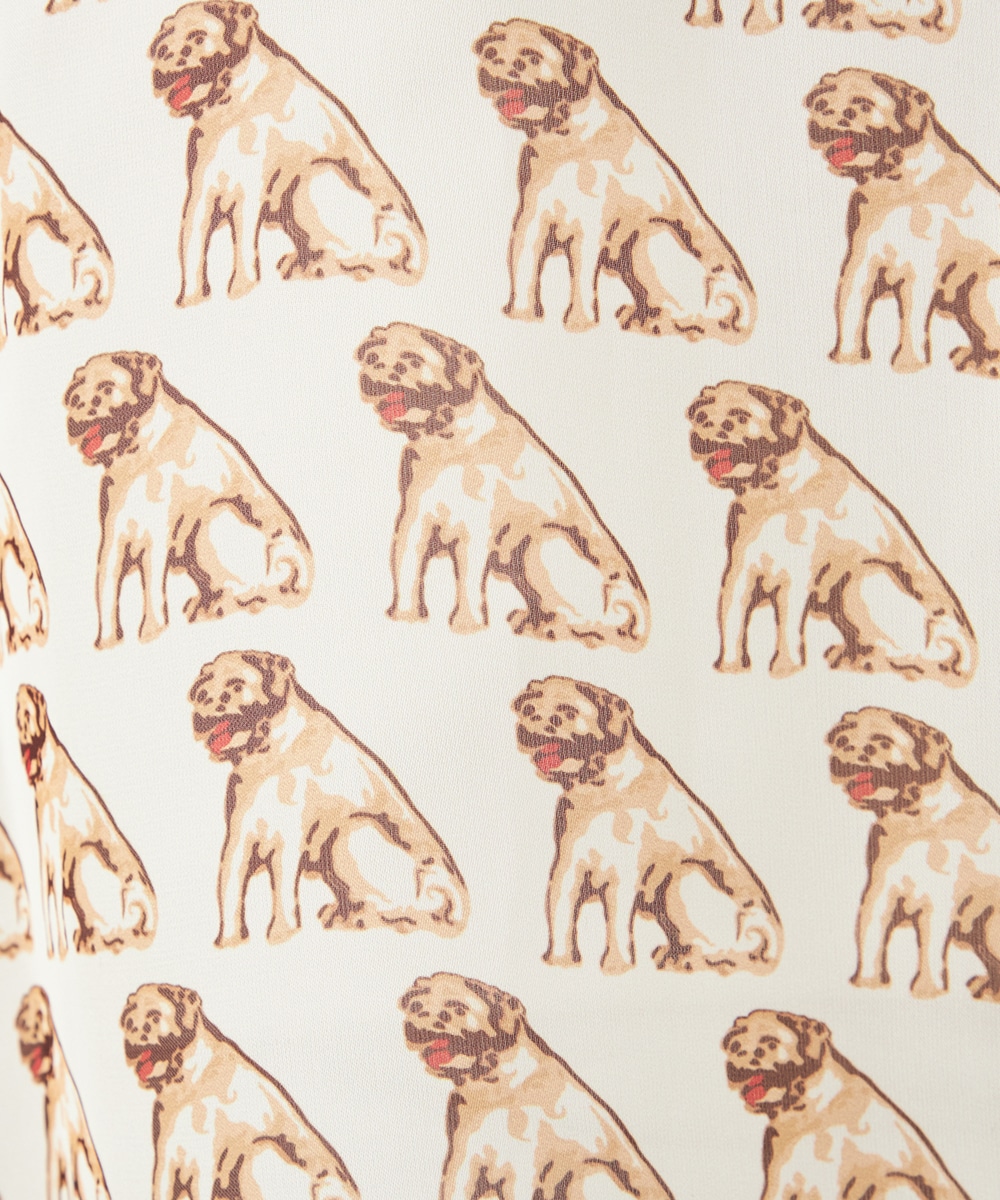 ドッグプリントボウタイブラウス