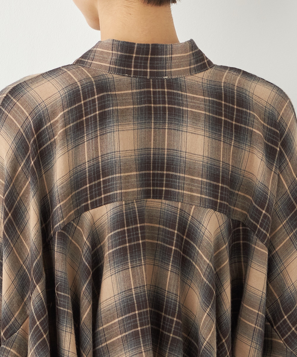 チェックボウタイポンチョブラウス