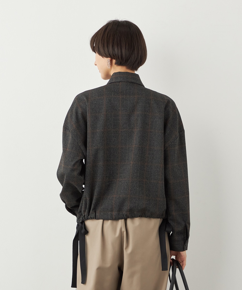 チェックフリルデザインシャツ