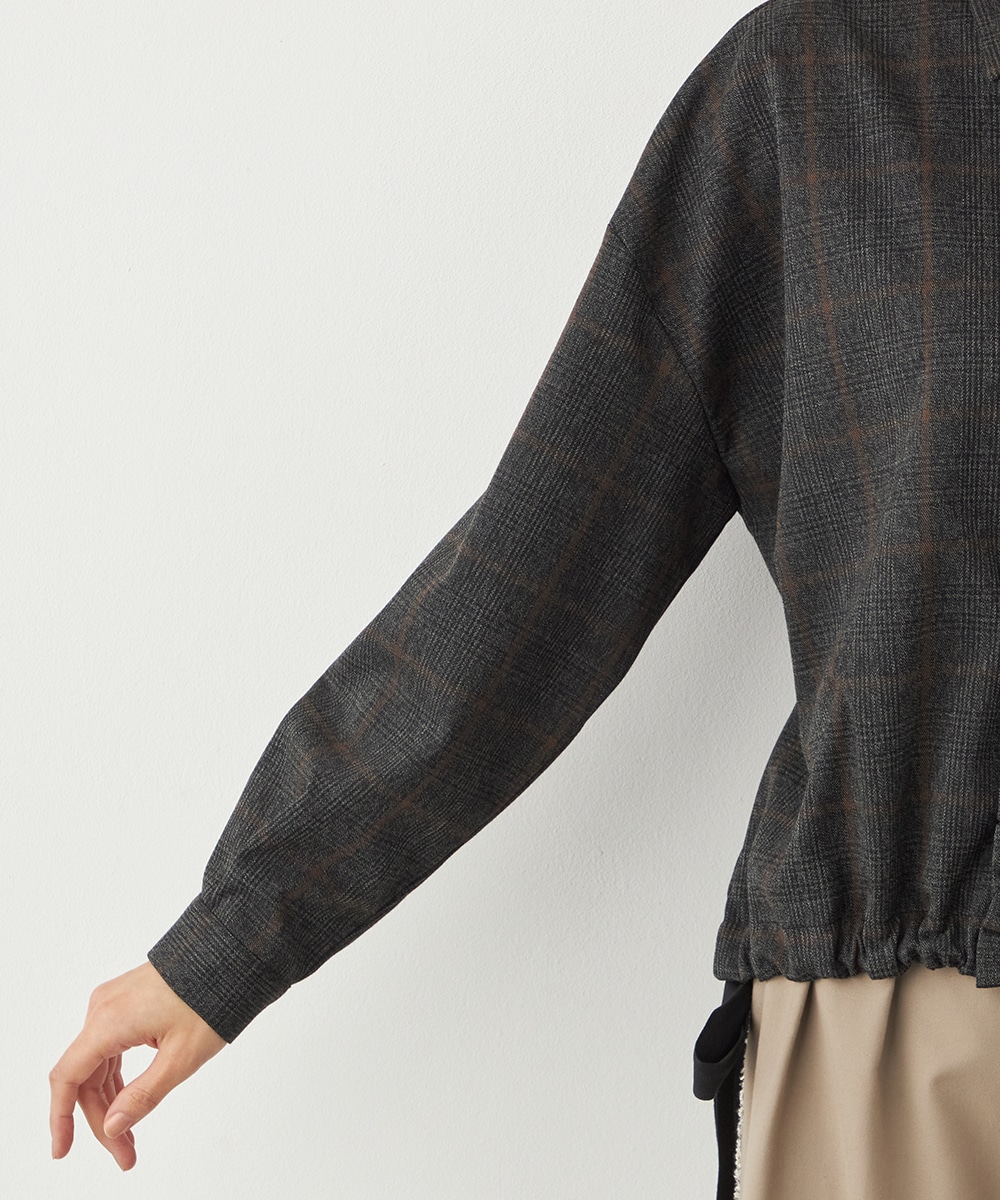 チェックフリルデザインシャツ