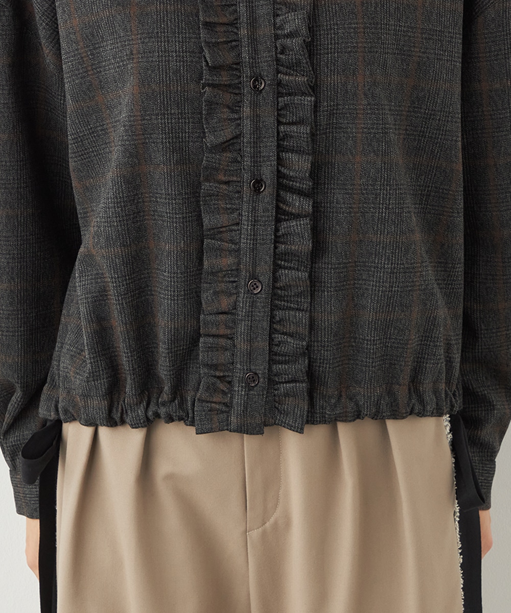 チェックフリルデザインシャツ