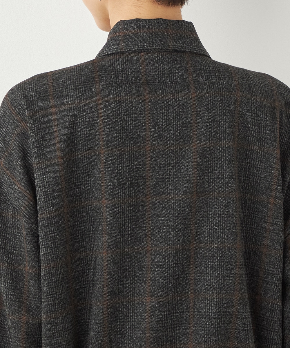 チェックフリルデザインシャツ