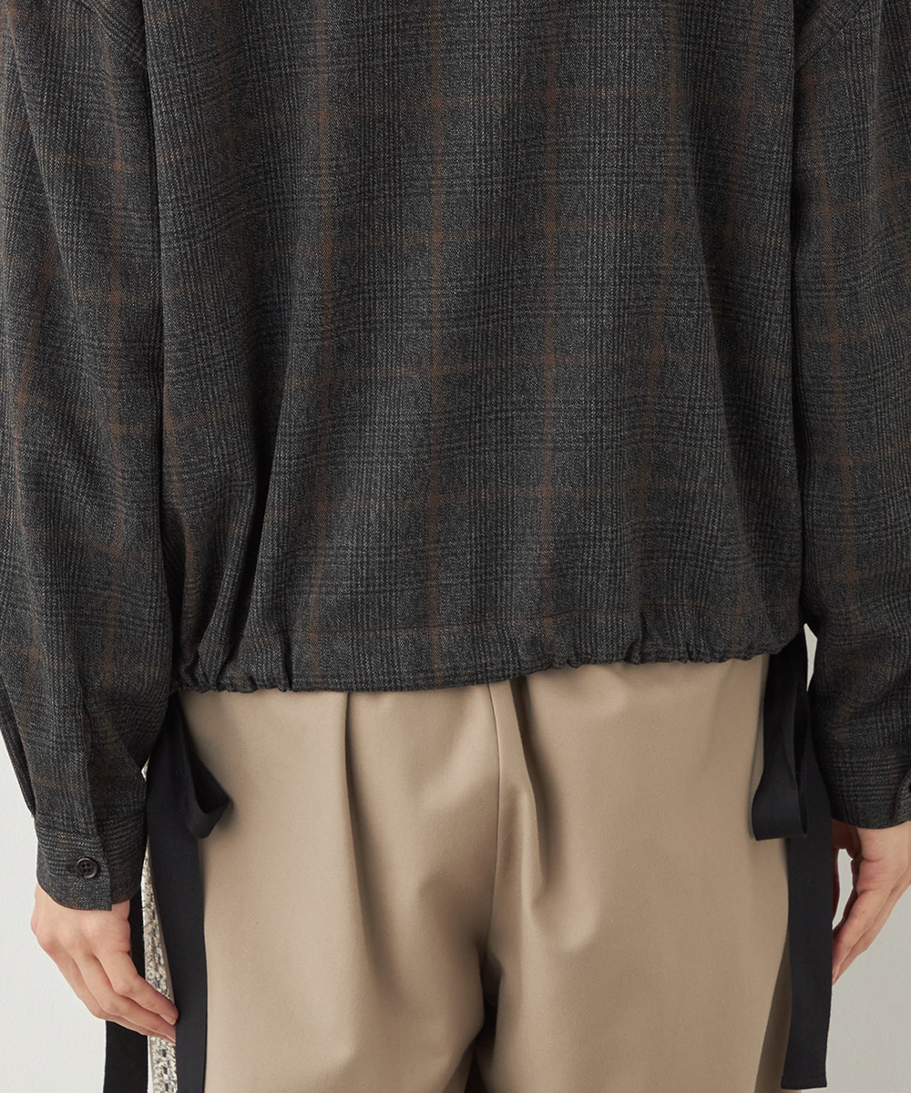 チェックフリルデザインシャツ