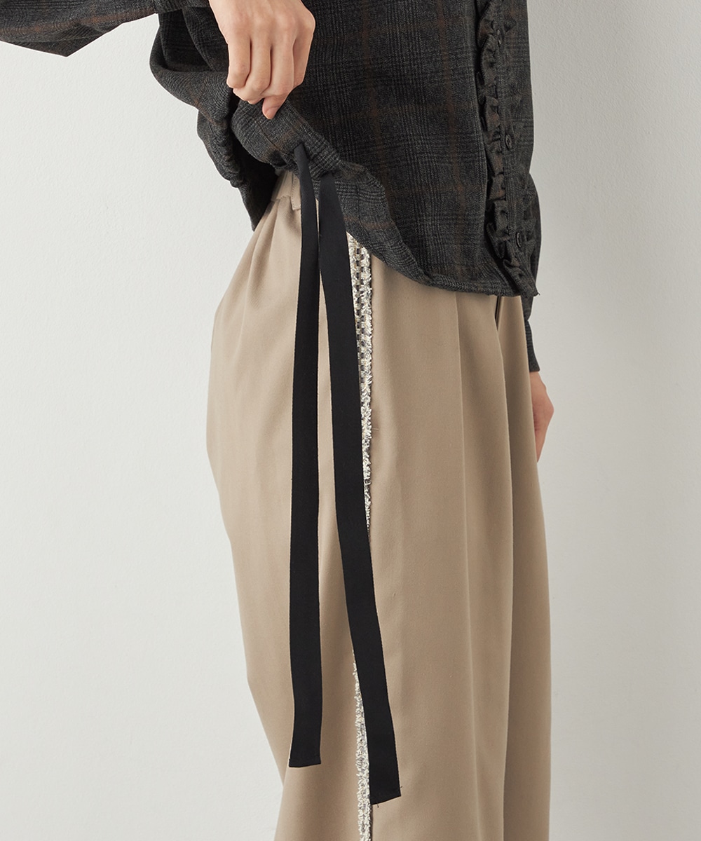 チェックフリルデザインシャツ