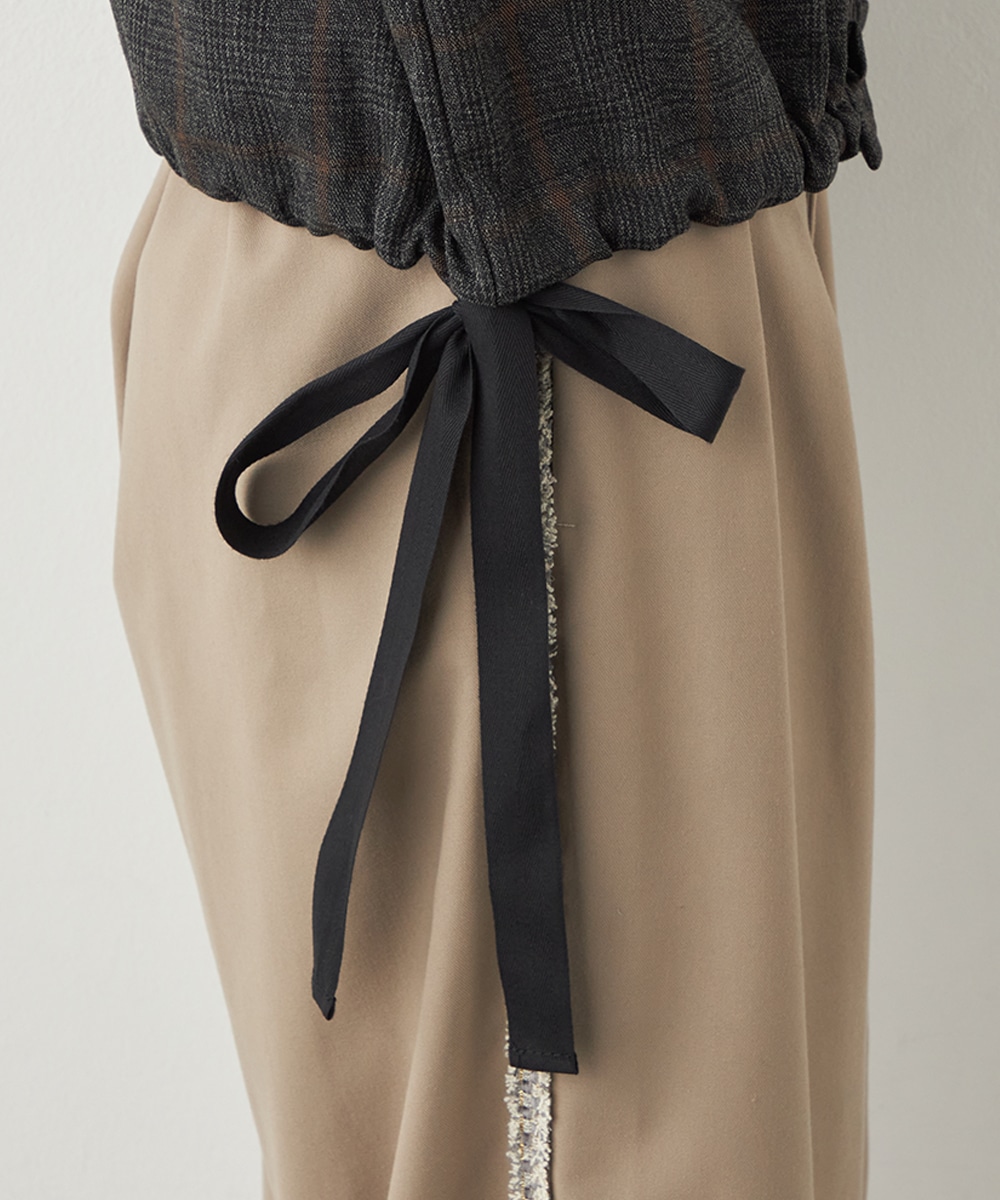 チェックフリルデザインシャツ