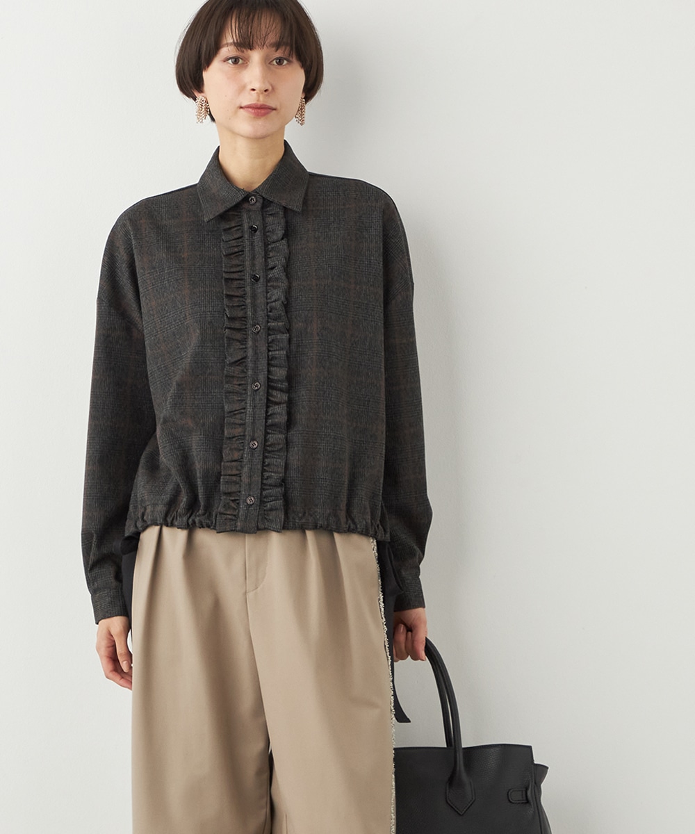  armoire capriceのチェックフリルデザインシャツ
