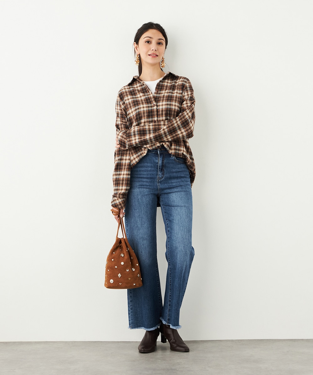 バックレースチェックシャツ