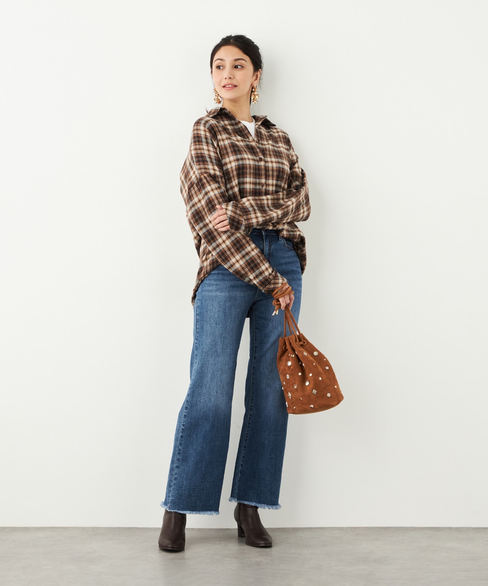 バックレースチェックシャツ