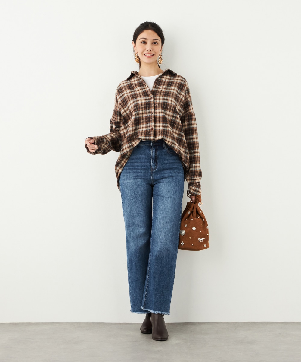 バックレースチェックシャツ