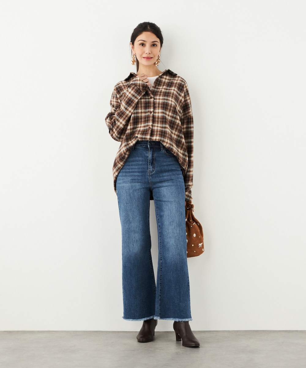 バックレースチェックシャツ