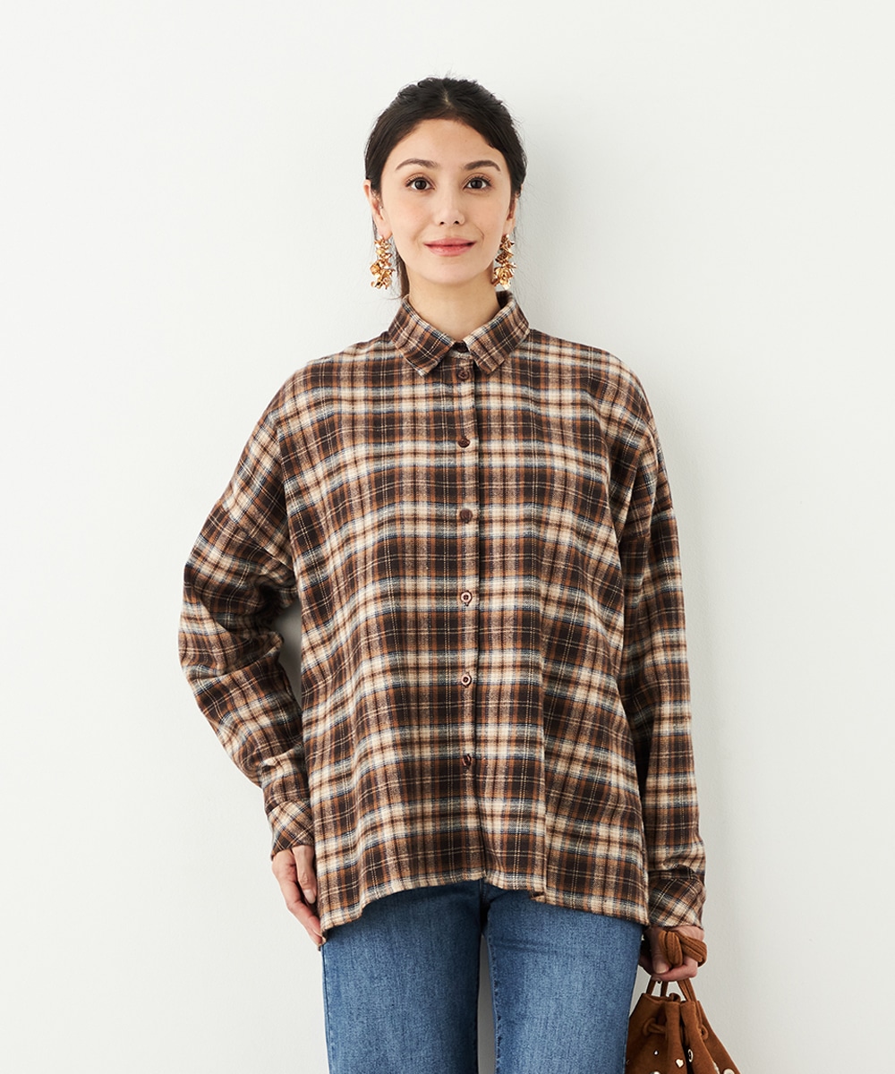 バックレースチェックシャツ