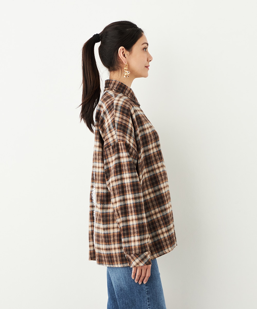 バックレースチェックシャツ
