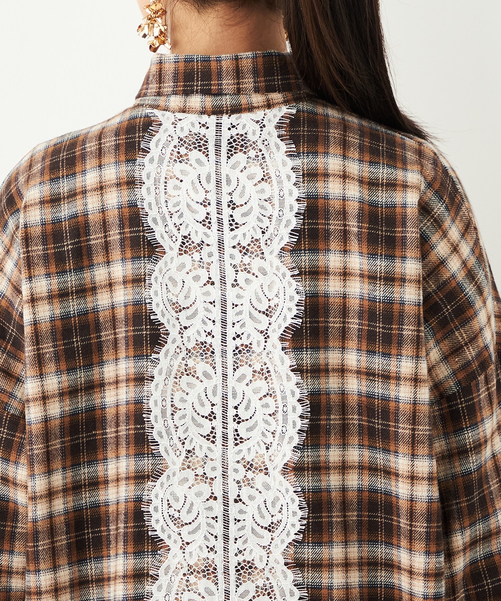 バックレースチェックシャツ