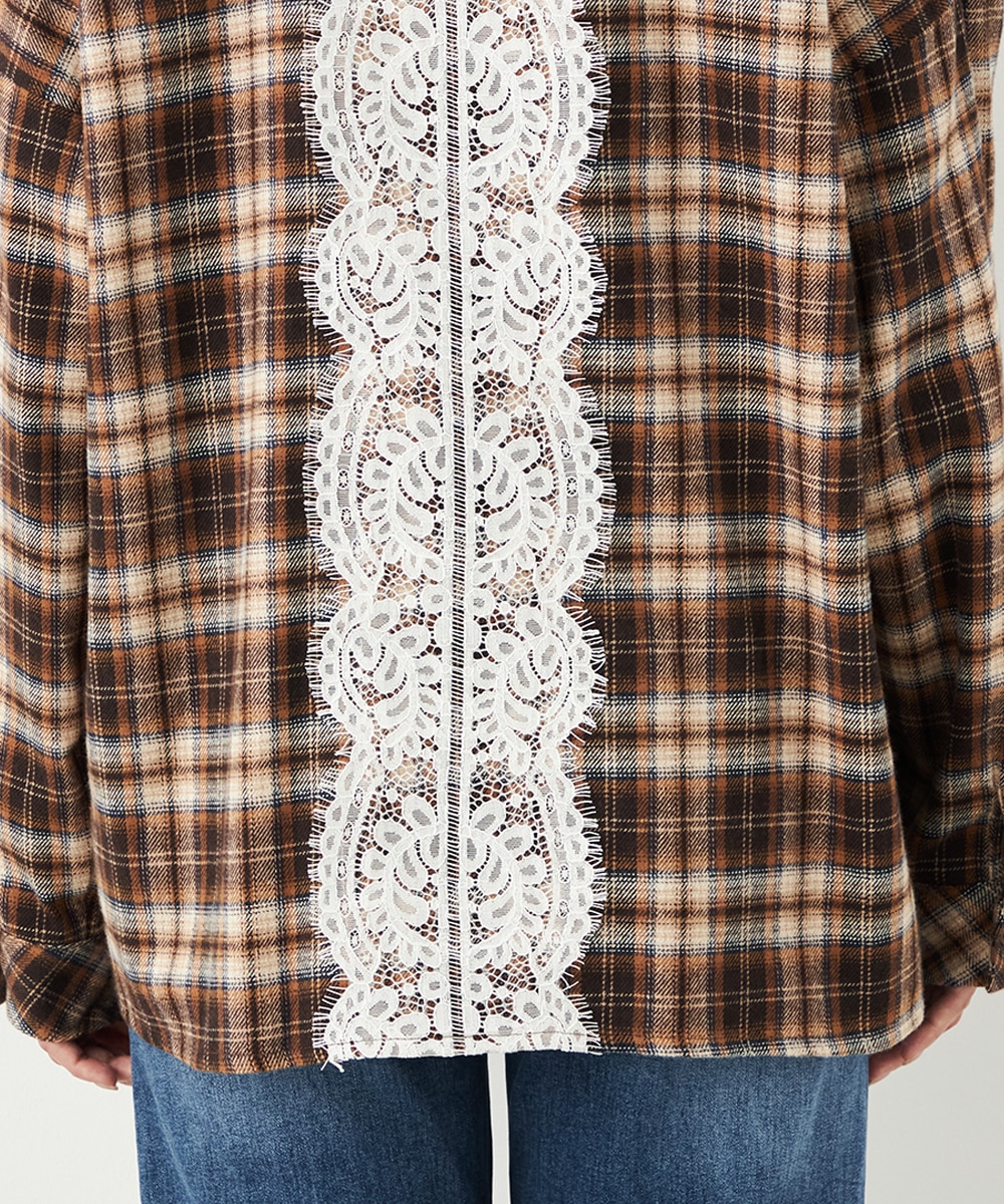 バックレースチェックシャツ