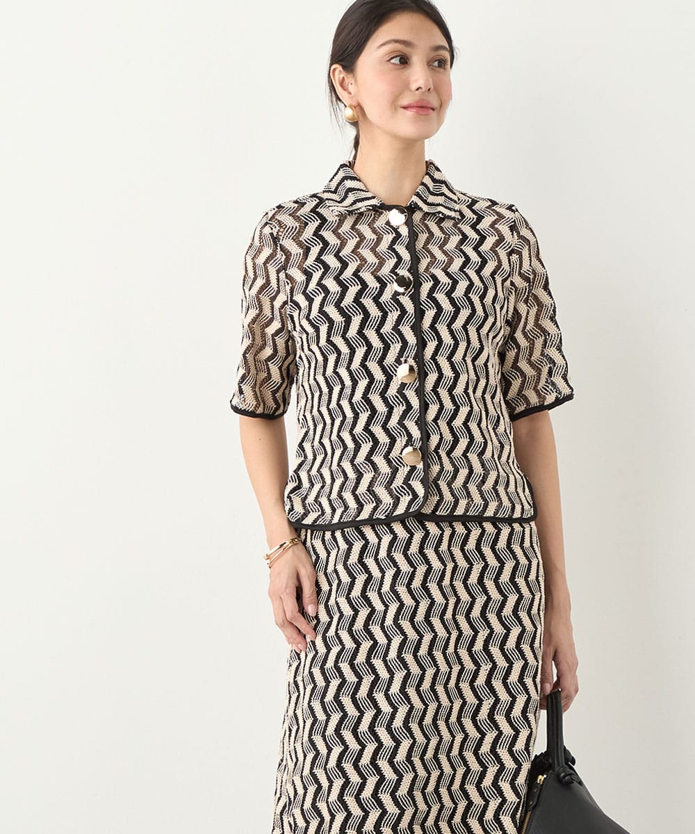 ジオメトリックレースシャツ