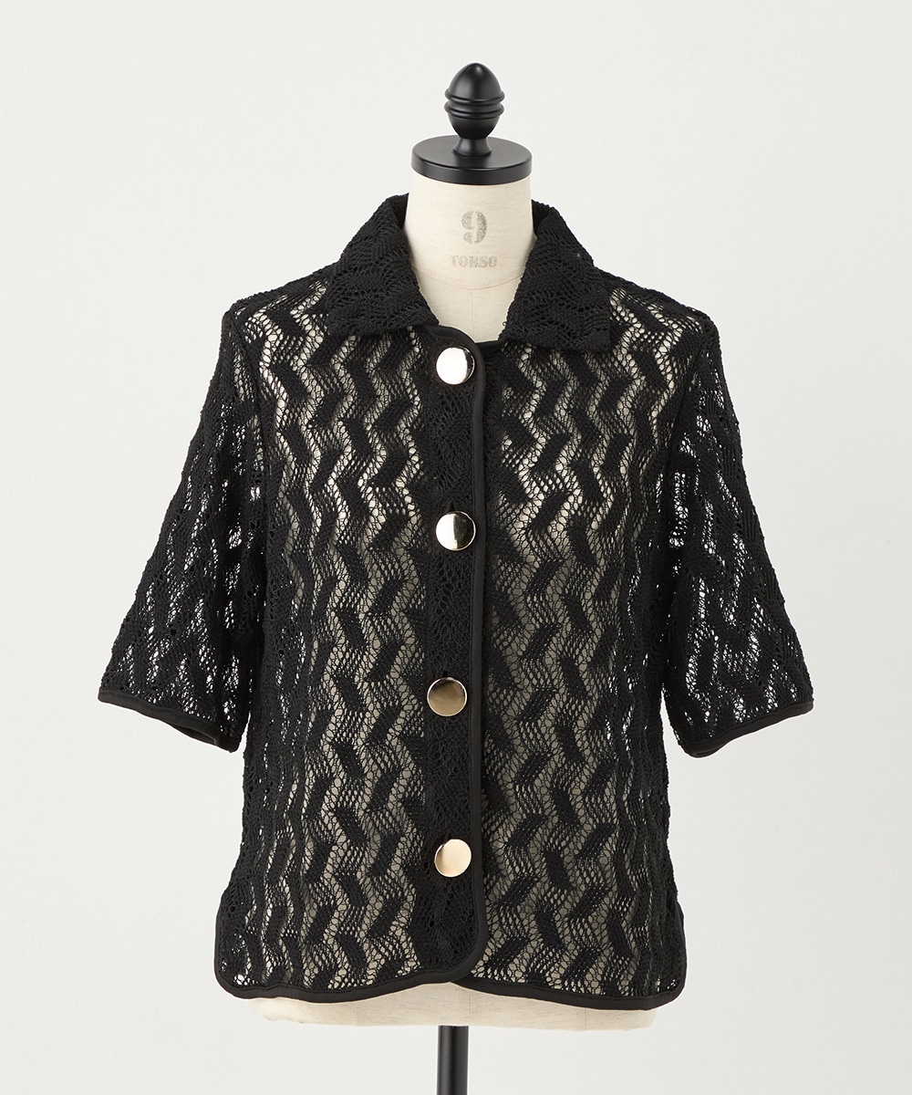 ジオメトリックレースシャツ